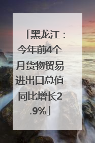 黑龙江：今年前4个月货物贸易进出口总值同比增长2.9%